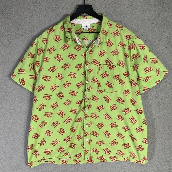 Disney Pixar Pizza Planet Aloha Button-Up Shirt XXL Green Short Sleeve - Picture 5 of 10